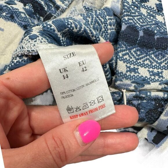 QED London High Waisted Navy Blue Embroidered Woven Shorts - Picture 9 of 9